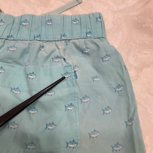 Southern Tide Cotton Shorts (2), sea green, navy plaid, drawstrings pockets Sz S - Picture 16 of 16